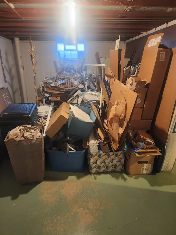 Roll-off dumpster container at job site for 4 Yard Dumpster Rental in Little Ferry